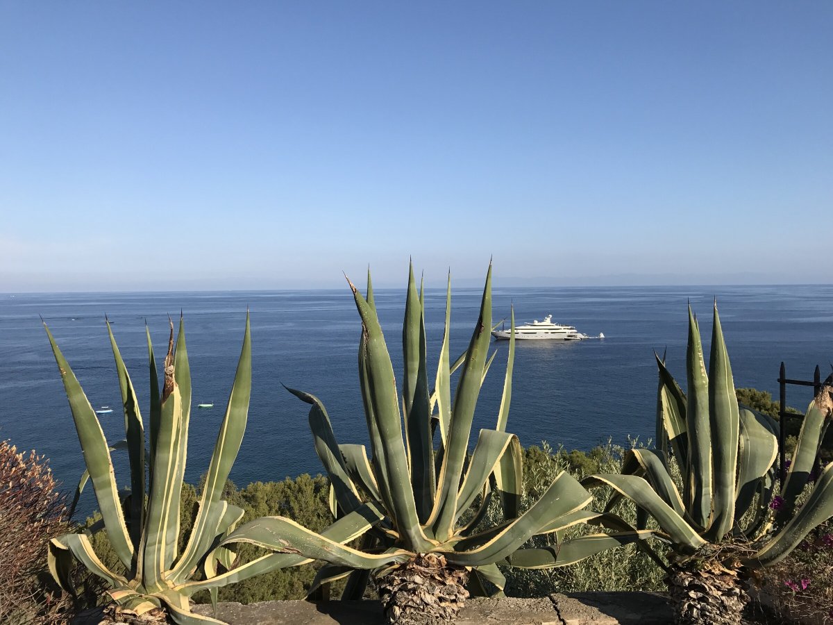 Enjoy the view from a catamaran in the Aeolian Islands