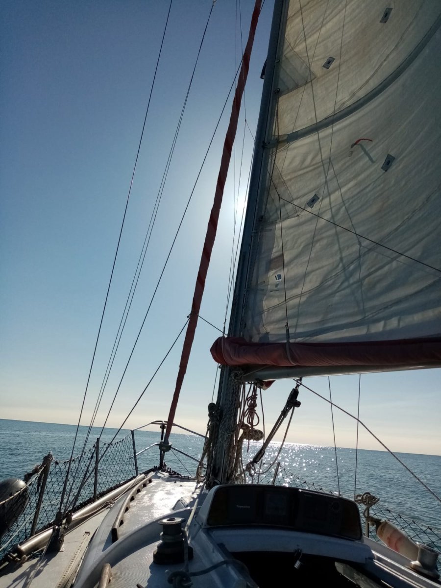 Magic sunset from a sailboat in Peñíscola