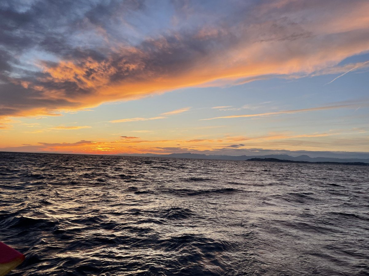 View of Badalona coastline from a sailboat