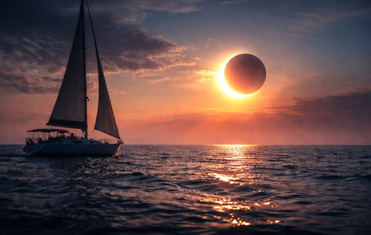Vista del eclipe desde un barco