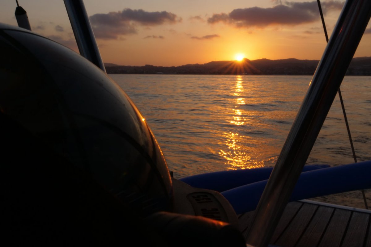 Barcelona's coast at night