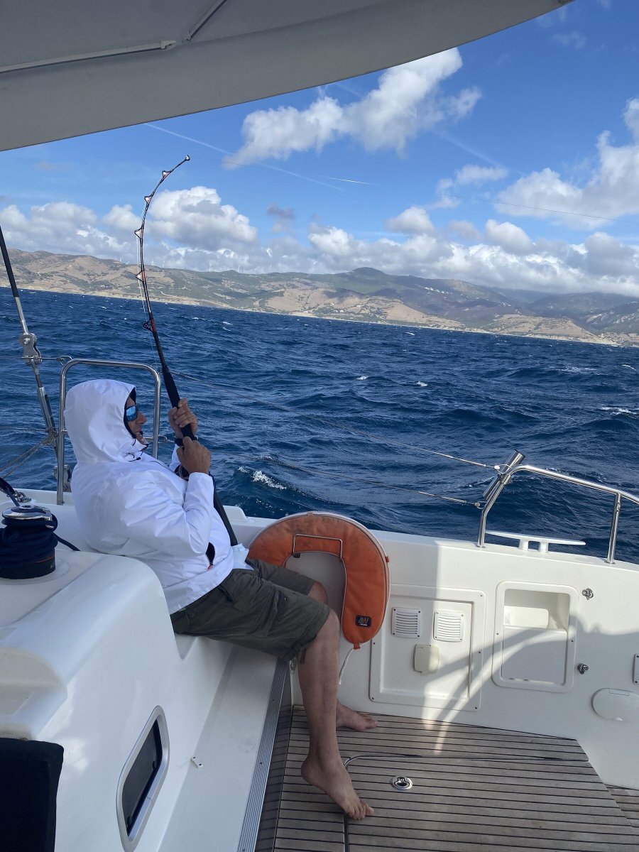 View of the catamaran in the ocean