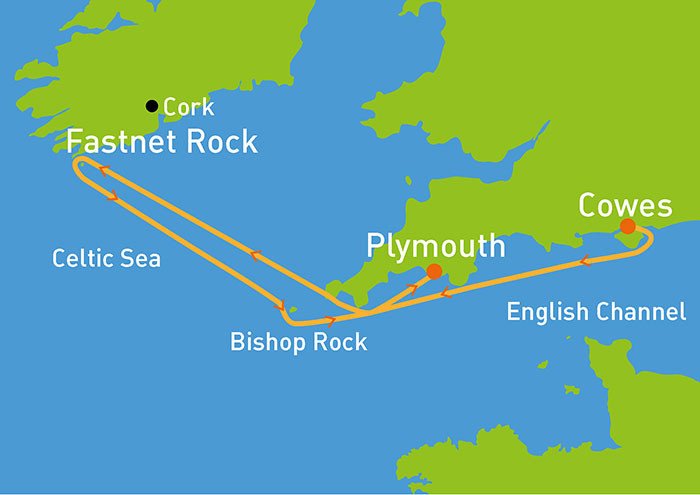 Boats setting sail in the Rolex Fastnet Race