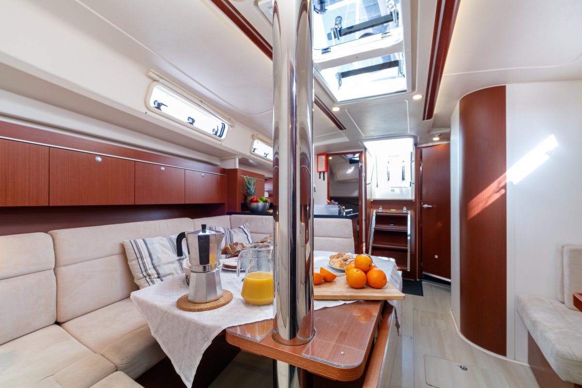 Sail in style on Hanse 415 sailboat.
