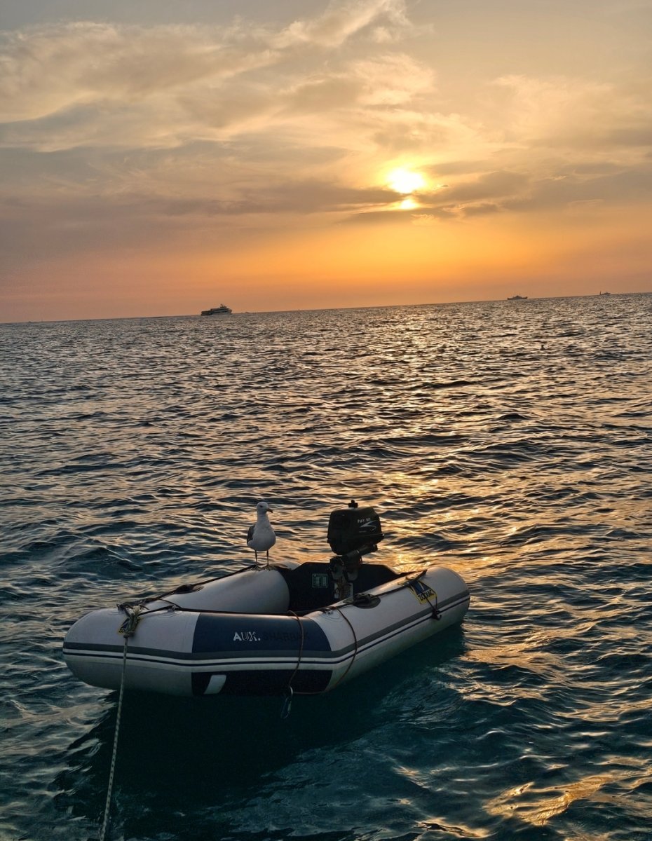 View of Formentera from the sea on a sailboat