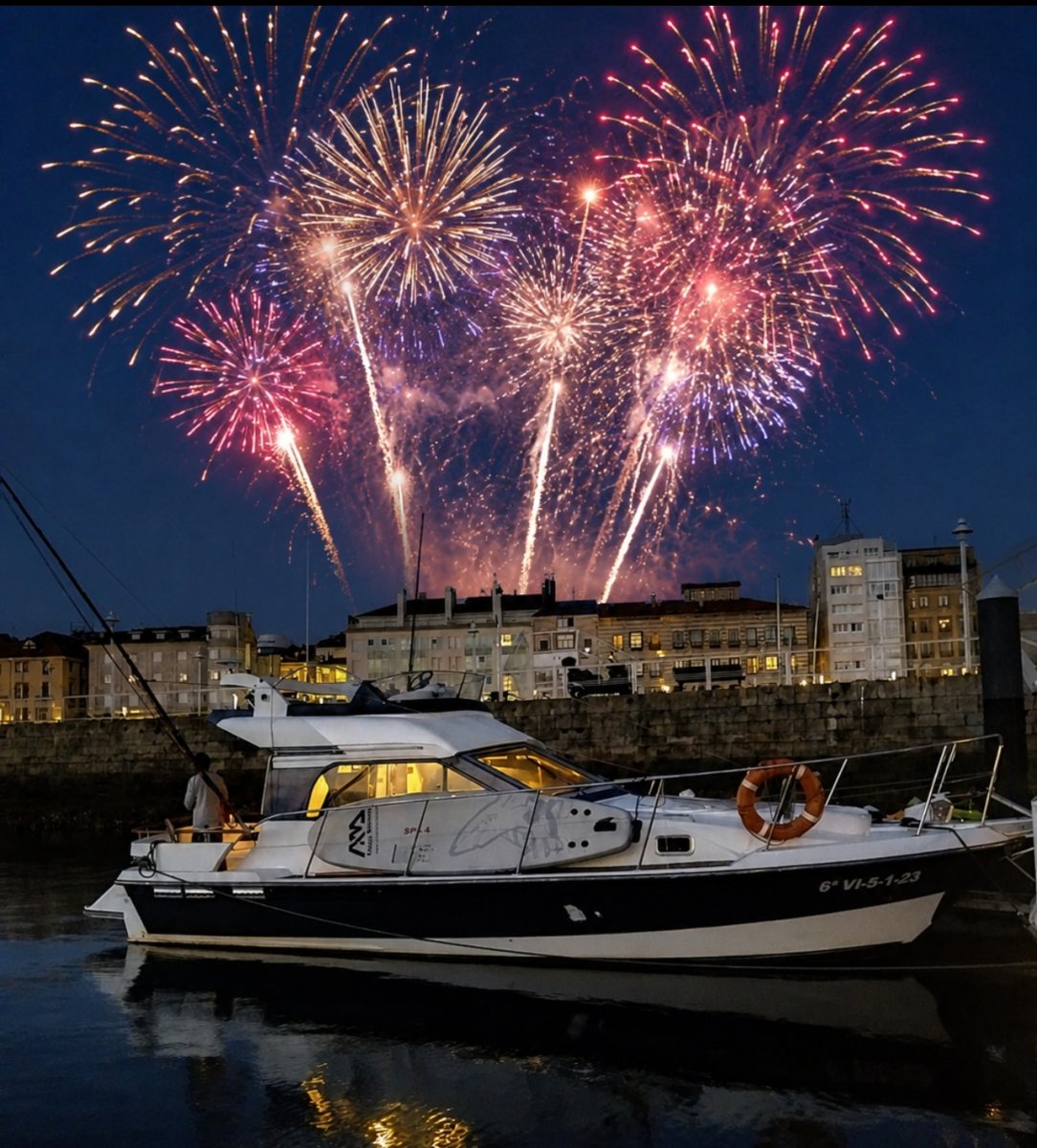 Vive los fuegos artificiales de Begoña desde el barco