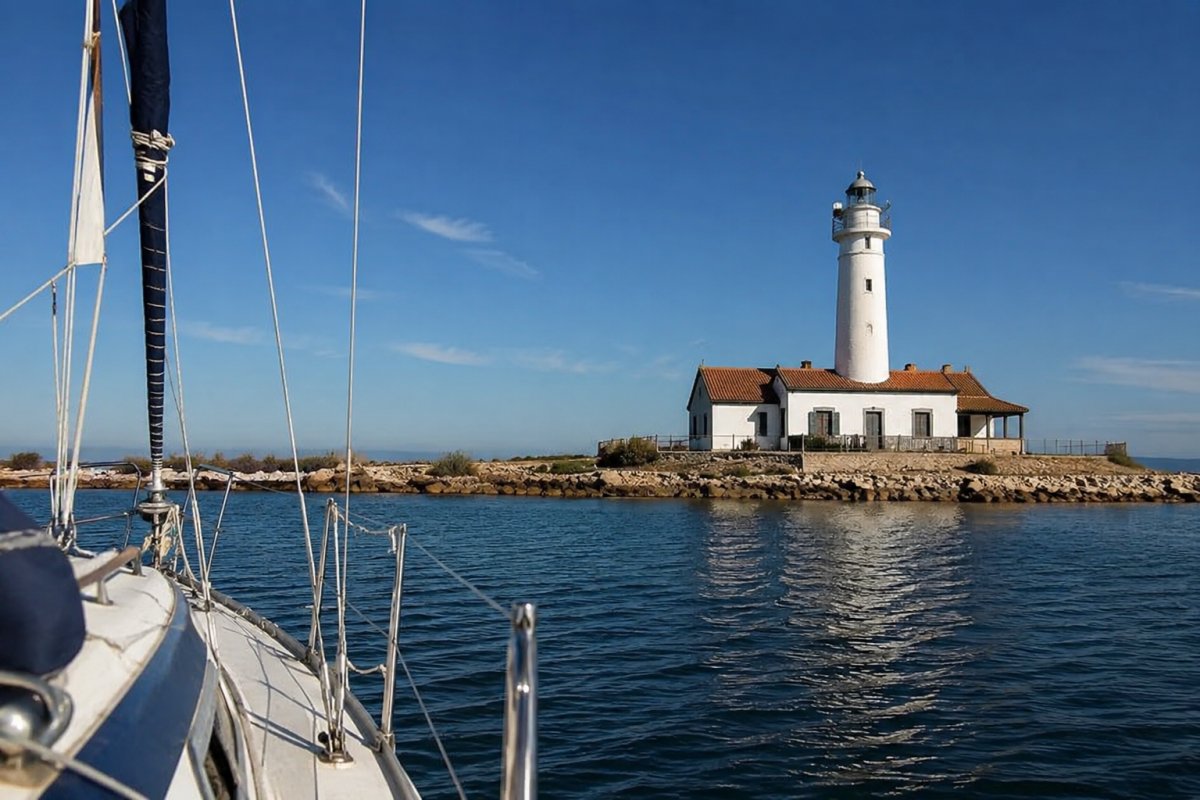 Segeln auf einem Segelboot durch den Ebro-Delta von La Ràpita