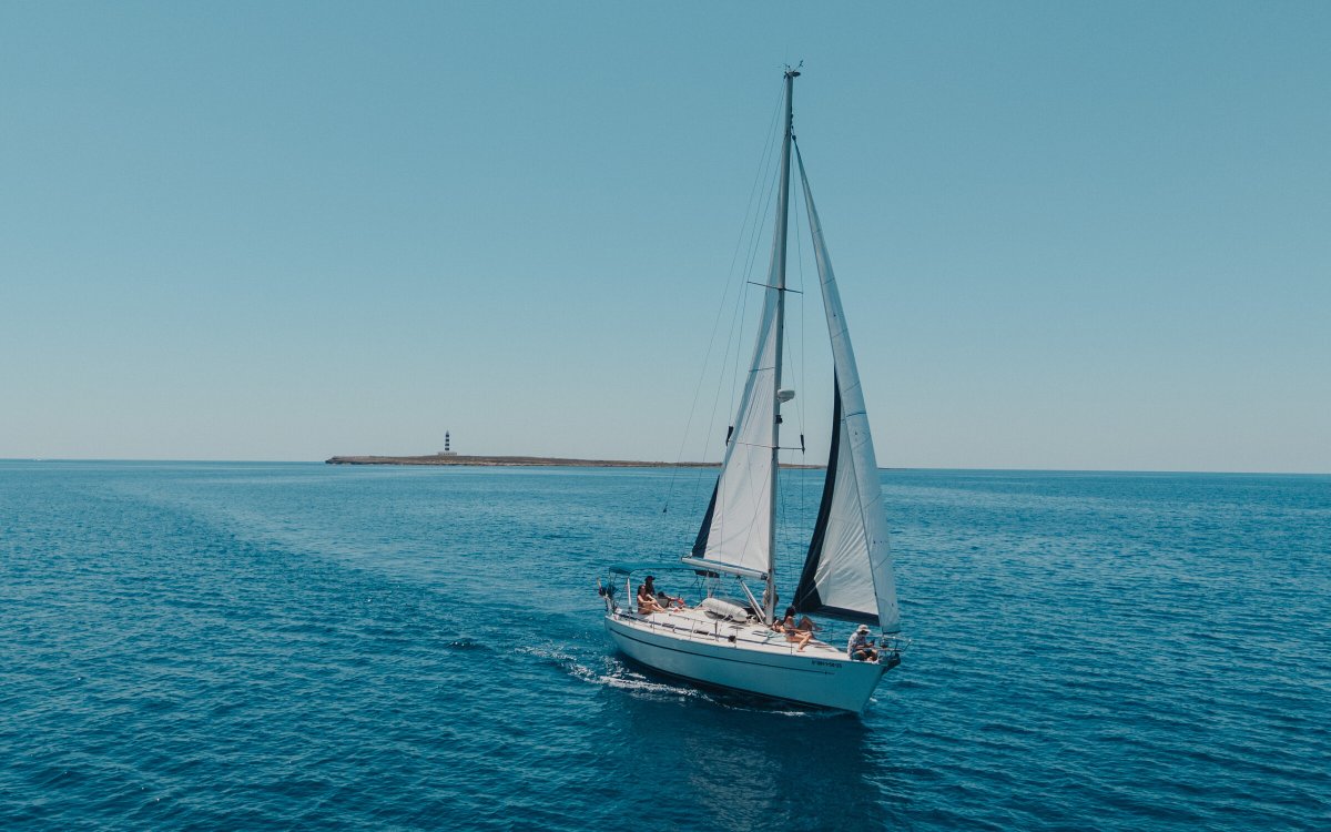 Boat on the Mediterranean Sea under the sun