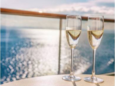 Sunset with champagne in Barcelona