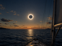Eclipse en velero en el Delta del Ebro