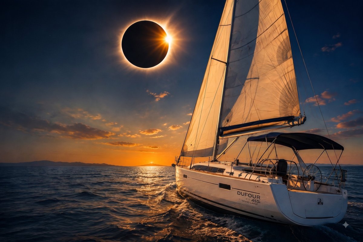 Barco de navegación bajo el atardecer