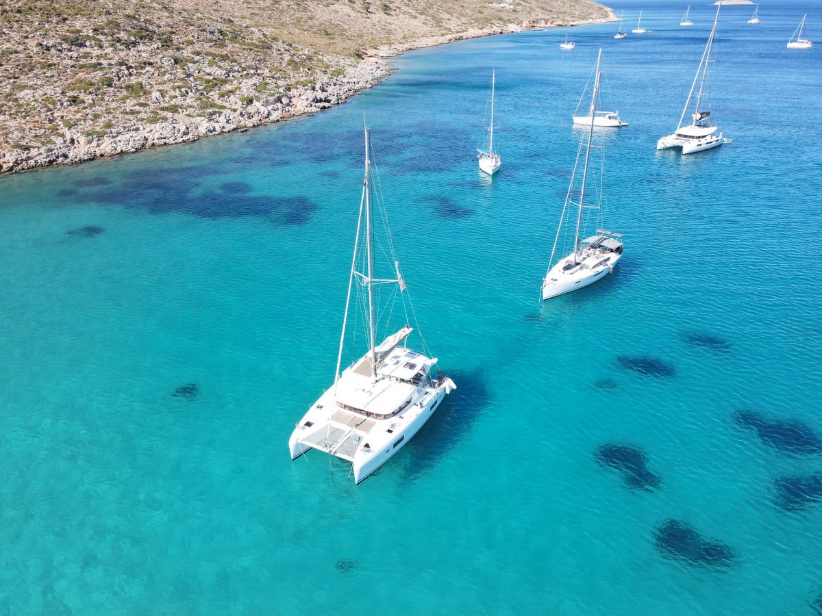 Navigation course on boat through the Ionian Islands, Greece