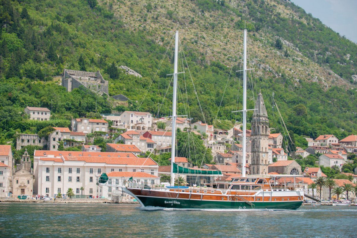 Cruises along Montenegro's mountainous and rocky coastline