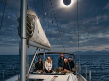 Solar eclipse on a boat in the Vigo Ria