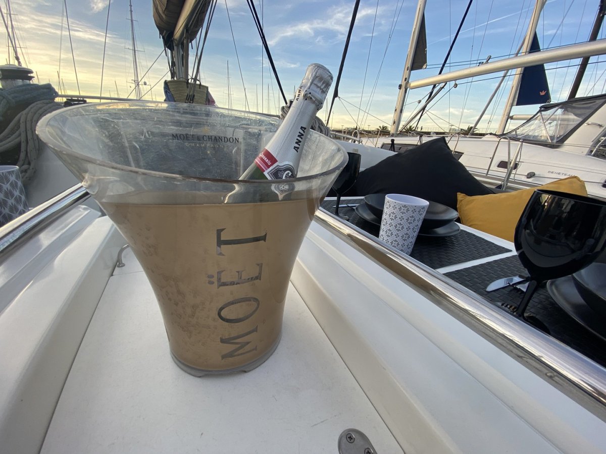 Sailing boat in the open sea
