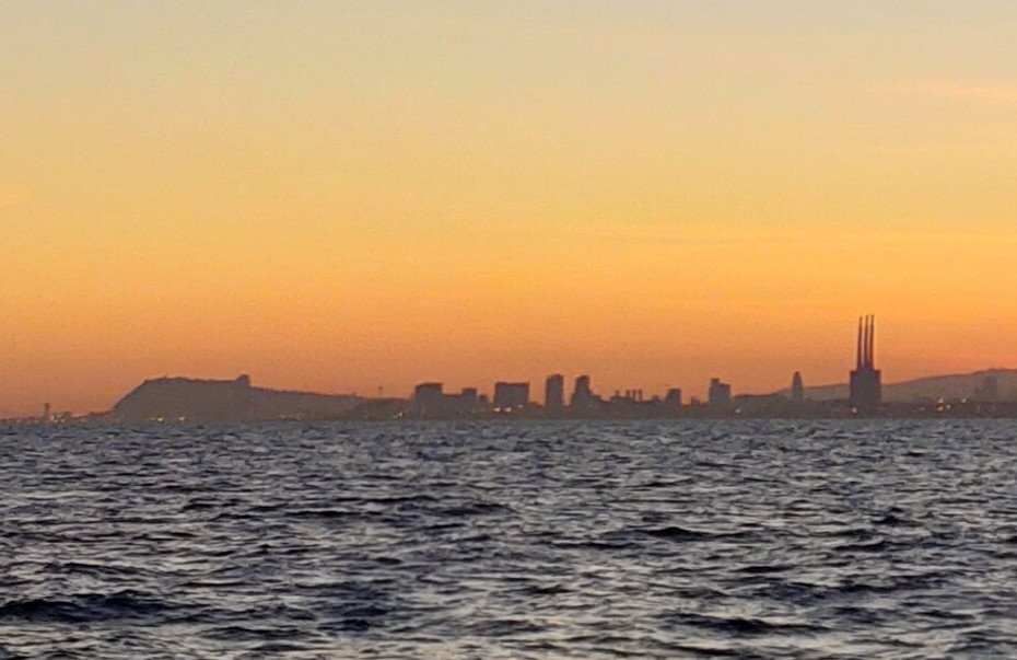 Vibrant colors of the sunset from the sea