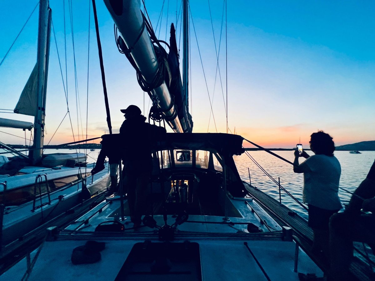 Yacht sailing on the high seas towards Ibiza