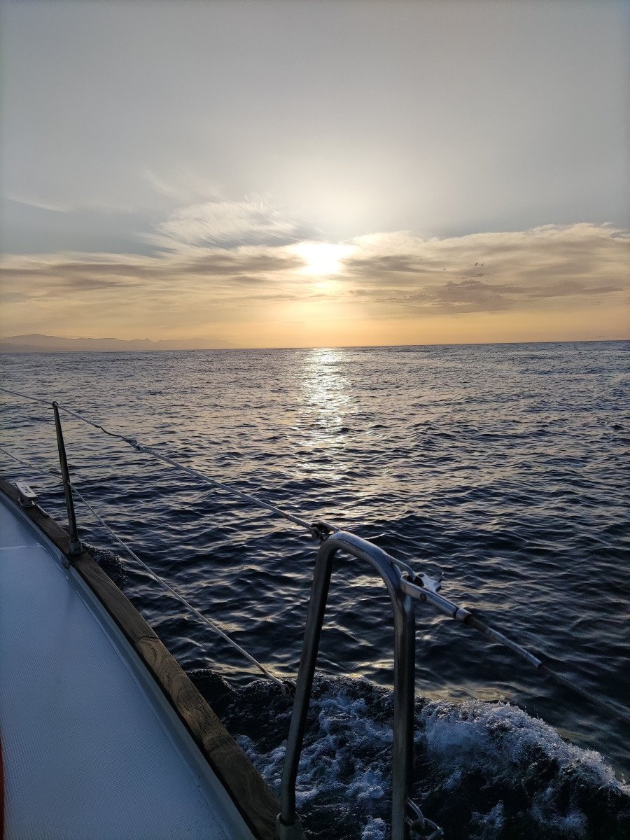 Romantic boat trip with sunset
