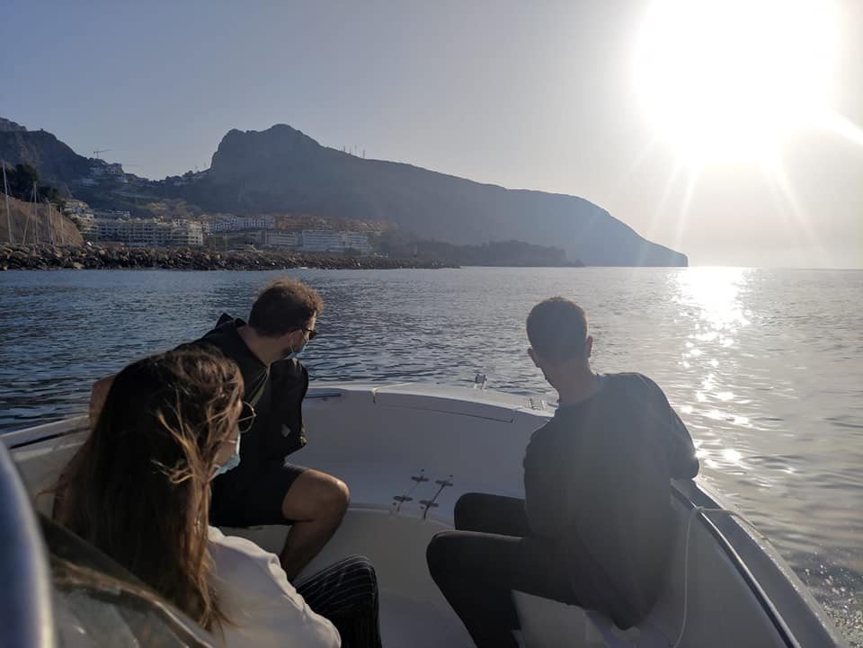 Driving a boat in the Mediterranean Sea