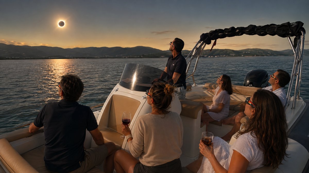 Unique sailing experience during an eclipse in Santander Bay
