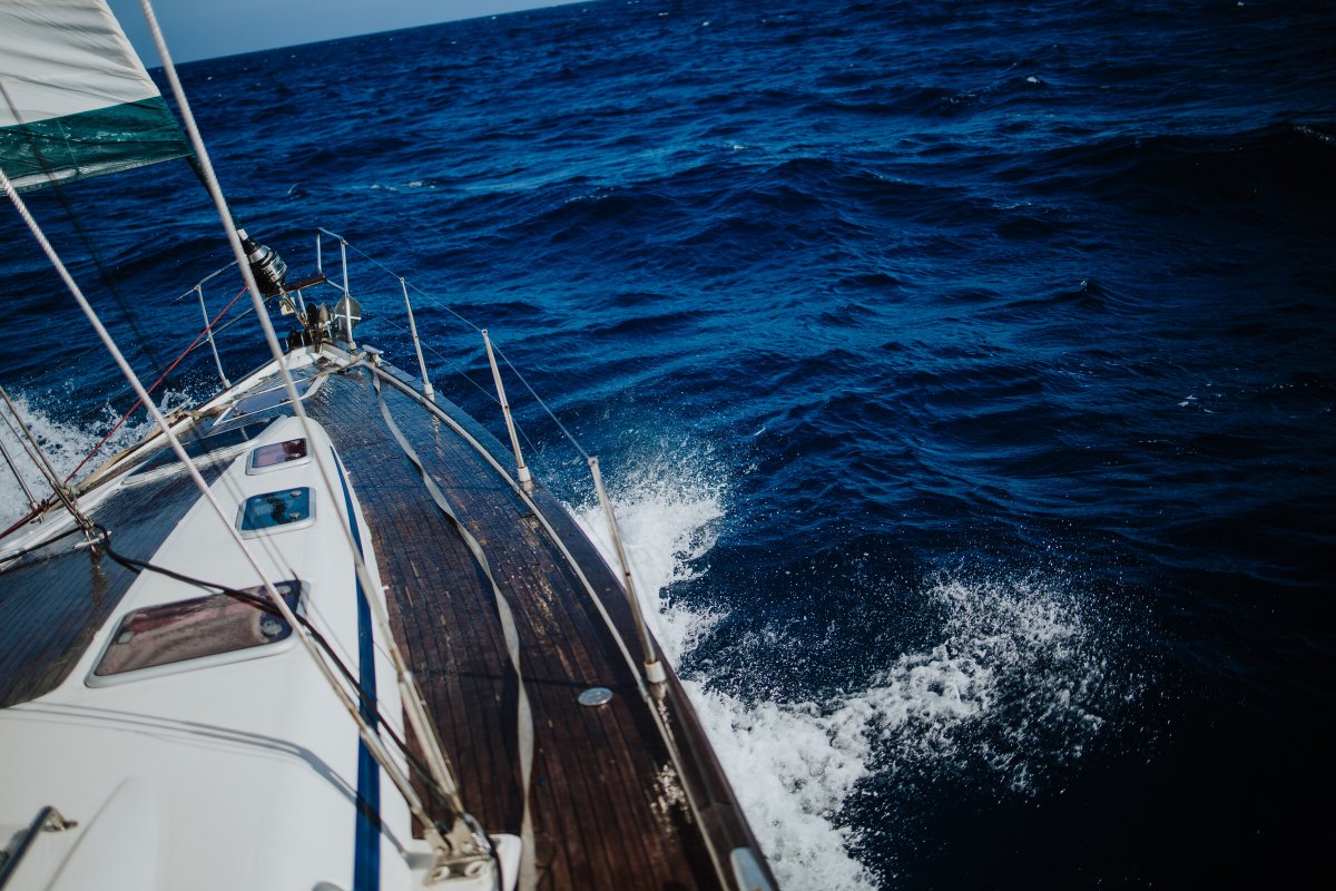 Sailboat sailing towards Menorca.