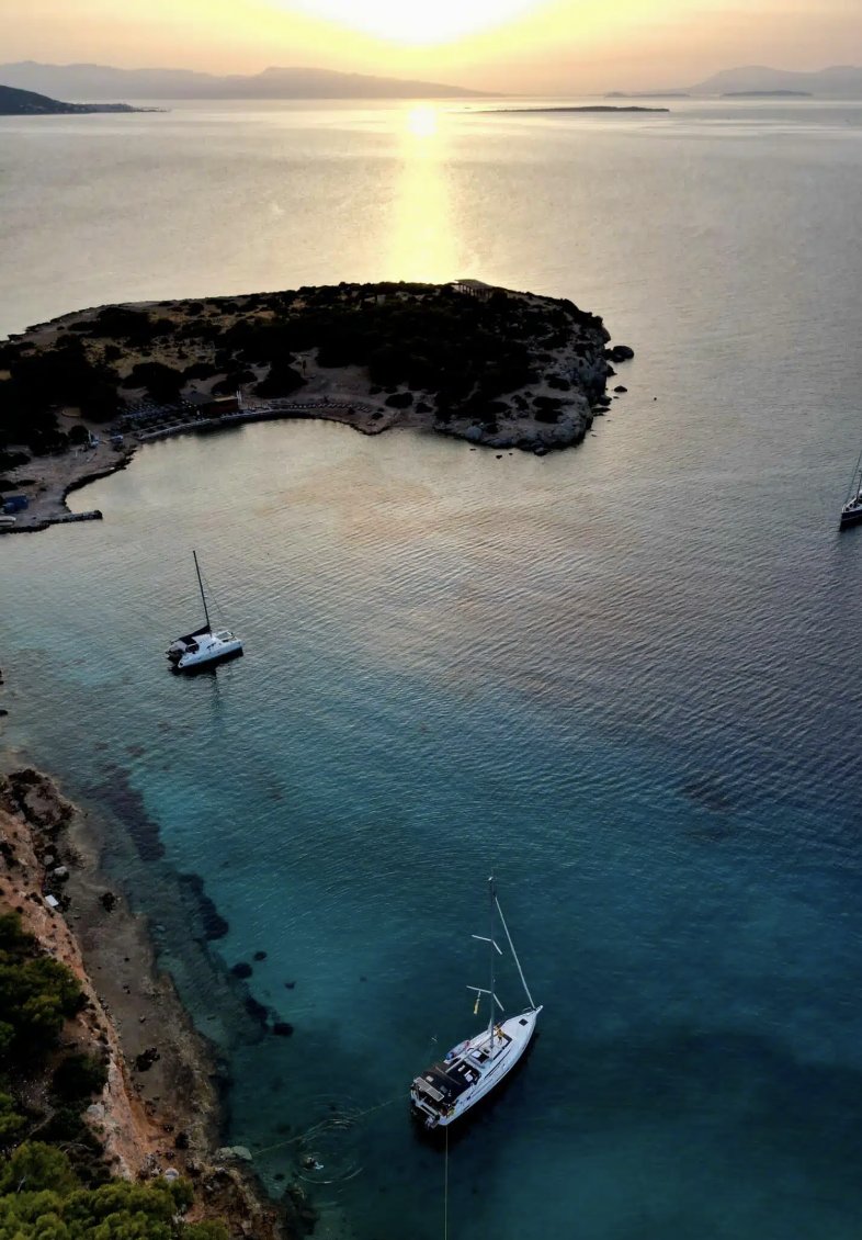 Sailing on a catamaran in the Greek seas