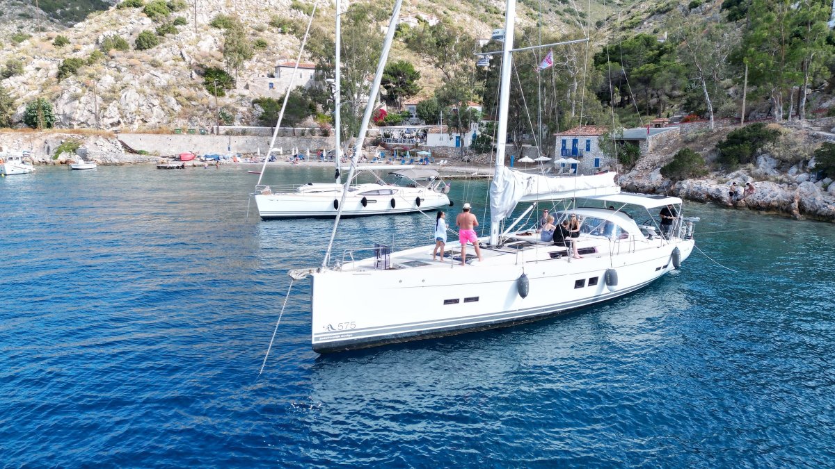 View of a yacht in the Mediterranean