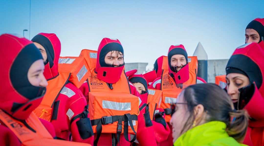 Boat simulator in the Basic STCW Maritime Safety Training in Barcelona