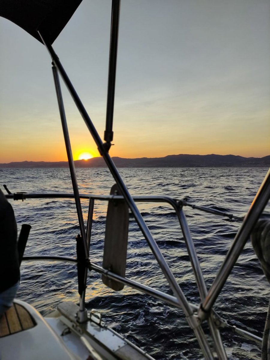 Sailing boat at Barcelona's sunset