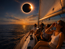 Eclipse and sunset in the Delta de L'Ebre - L'Ampolla