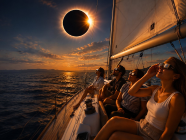 Eclipse y atardecer Delta de L'Ebre - L'Ampolla