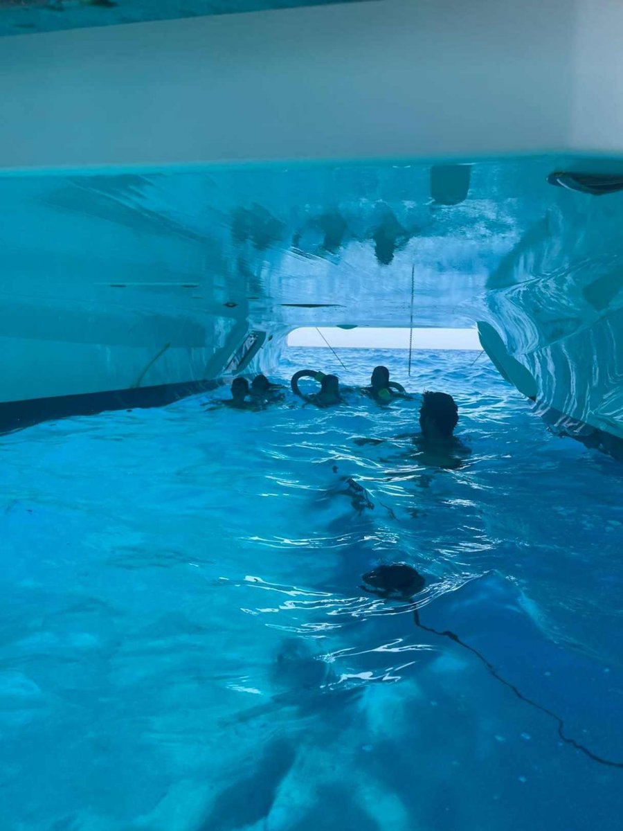 Enjoying the beauty of the sunset at sea