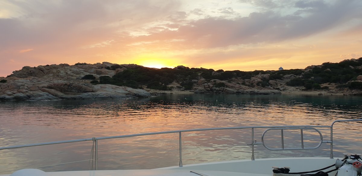 Boat sailing in La Maddalena archipelago