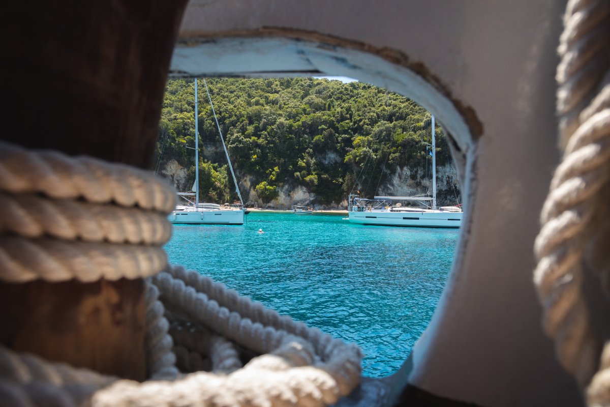Sailing through the crystal-clear waters of Corfu