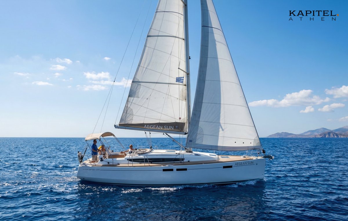 Navigation course on a stylish yacht