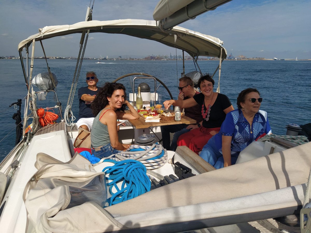 Sailing on a Motor Boat in Barcelona with Snacks