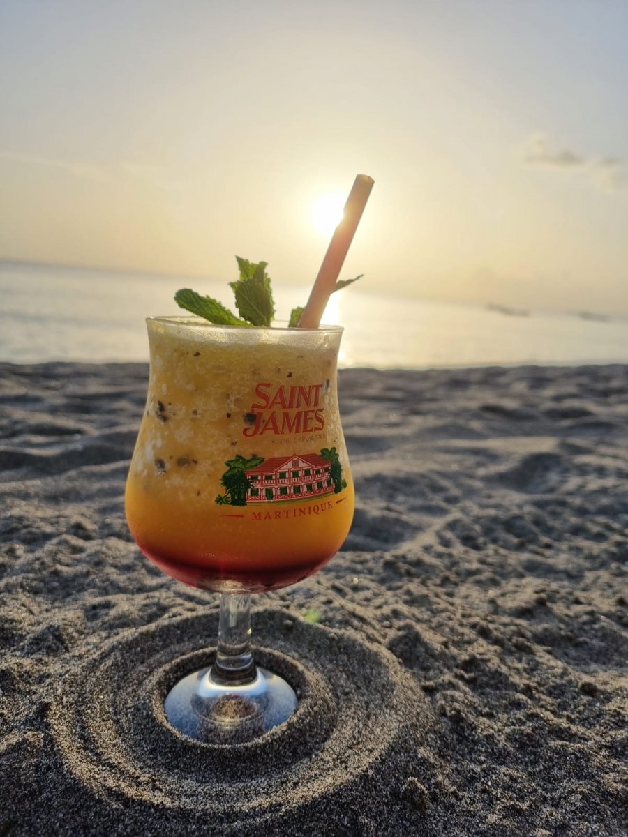 Una vista dall'acqua di una bellissima spiaggia di sabbia bianca nelle Antille Minori.