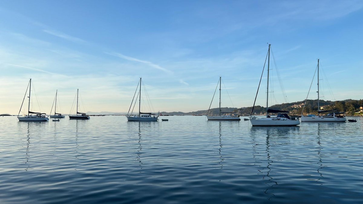 Sbarco su un'isola nell'estuario di Vigo