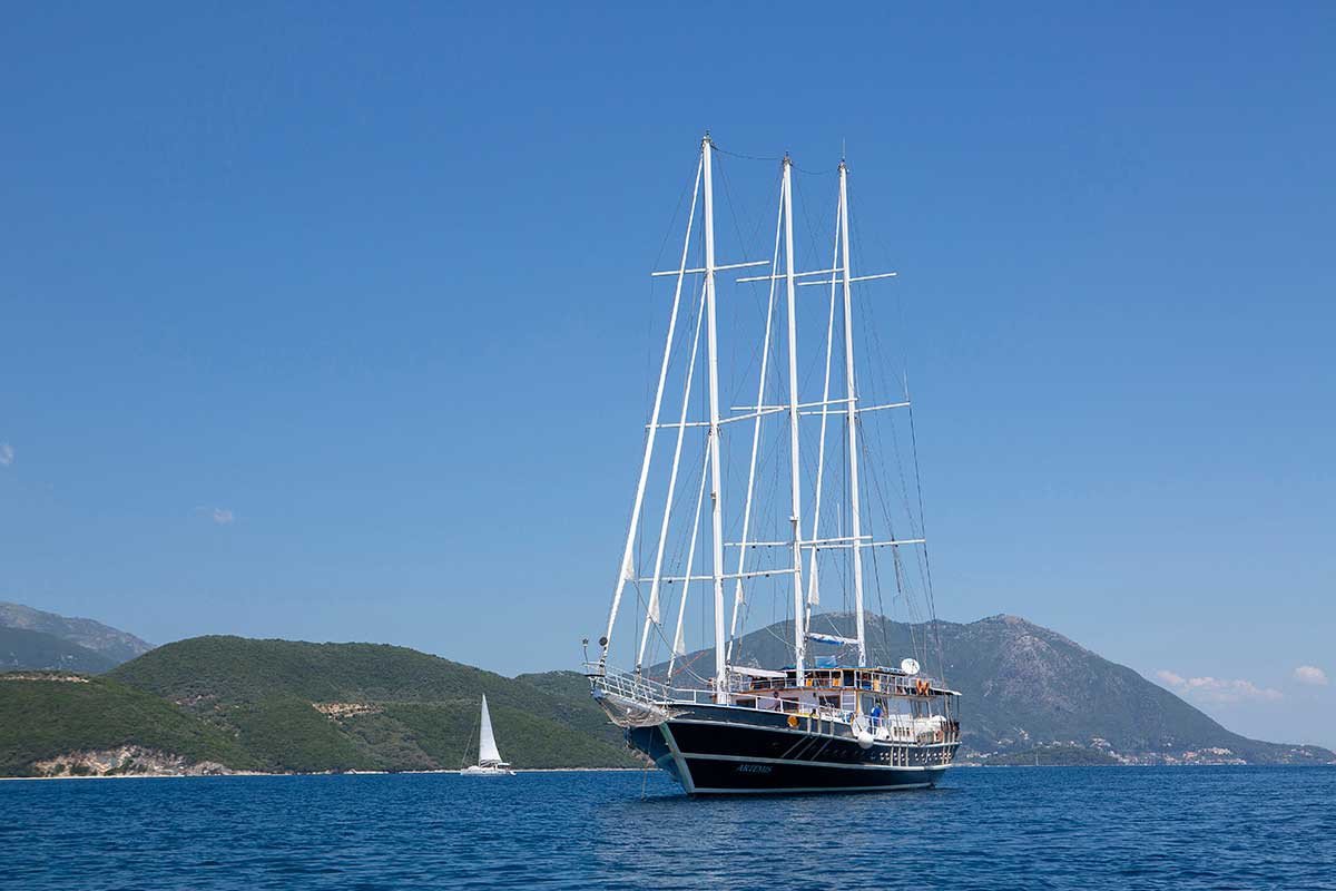 Sailing through the clear waters of the Aegean Sea