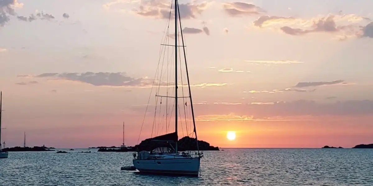 From the sea, view of the beautiful waters of the Maddalena archipelago, Northern Sardinia.