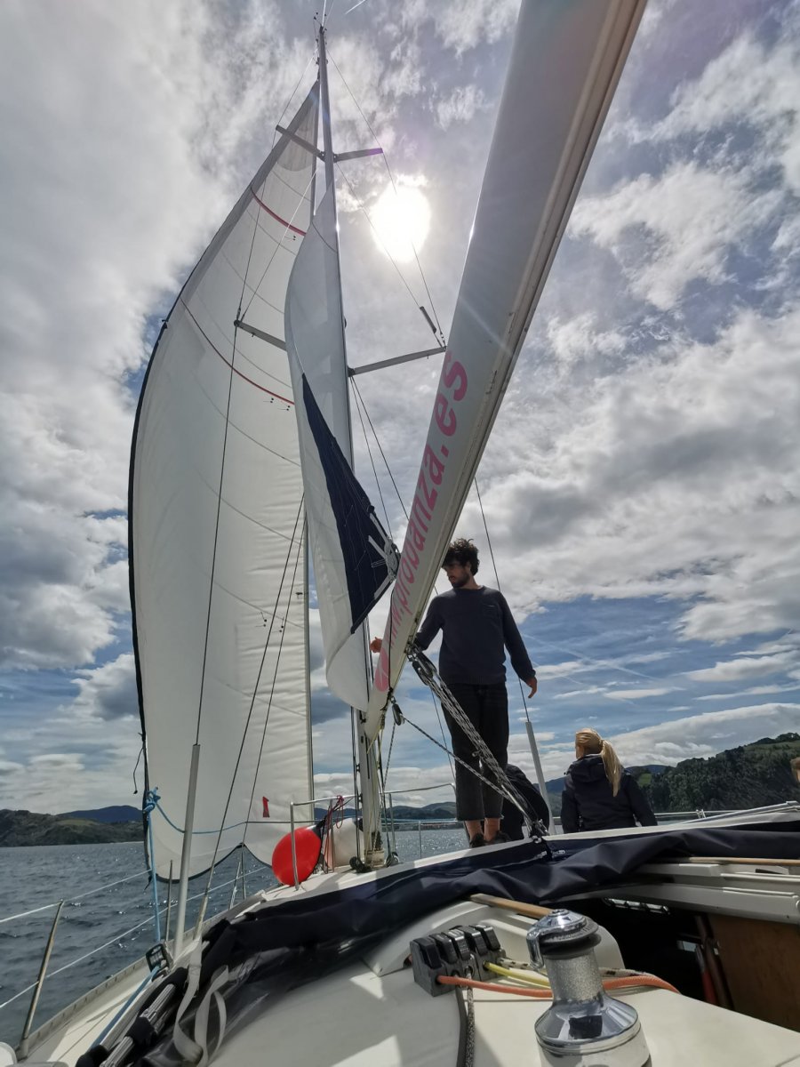 Driving a boat at sea