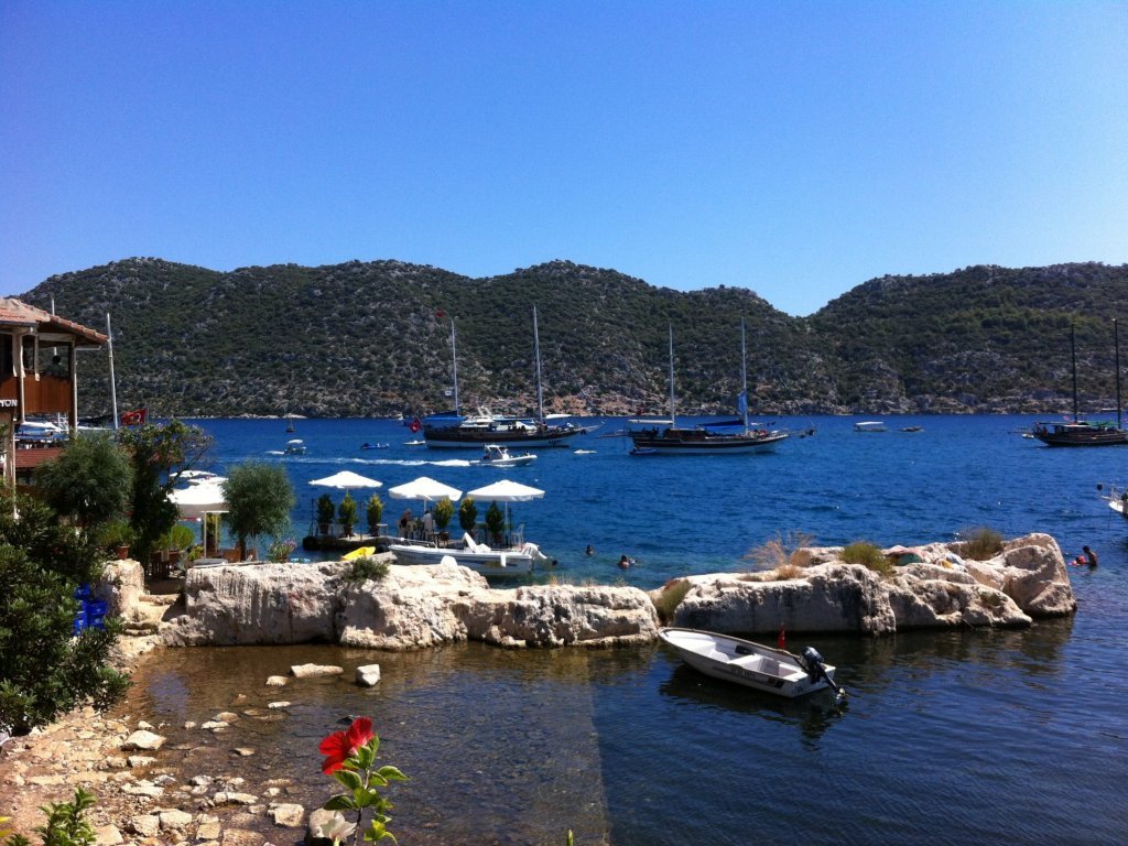 Sailboat on the blue water