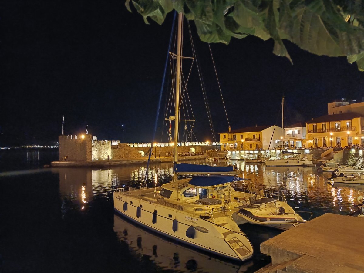 Crossing the Corinth canal on my catamaran