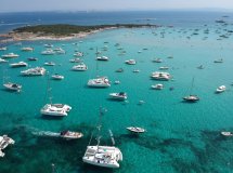Catamaran flotilla in the Maddalena Archipelago in Sardinia