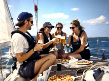 2-stündiger Segeltörn rund um Barcelona mit Pizza und Getränken