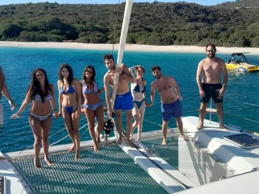 In a catamaran in the sea of Ulysses