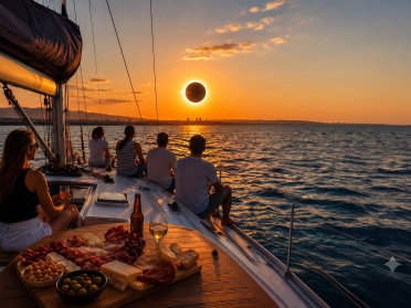 Eclipse solar desde el mar en Valencia