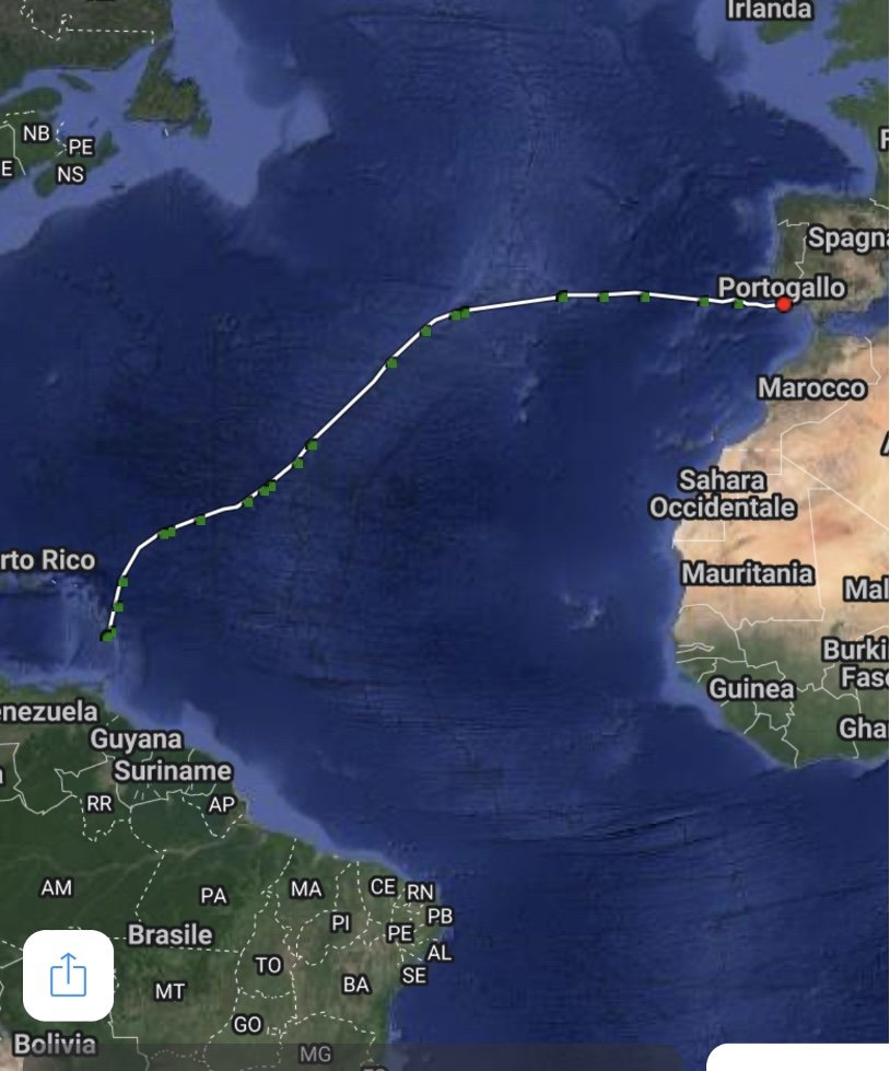Navigazione dal Sint Maarten alle Azzorre e Malaga, Spagna
