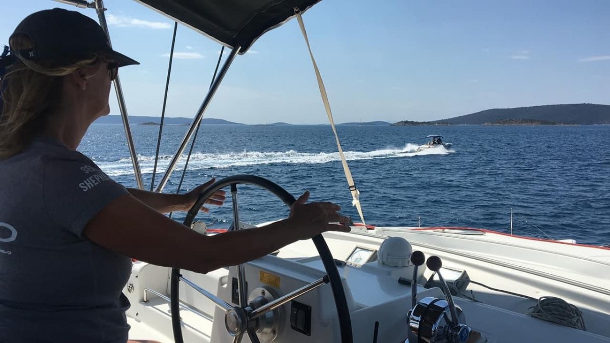 Cruising under the beautiful sunset in Croatia