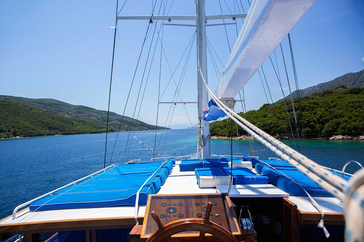 Sailing through the clear waters of the Aegean Sea